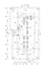 Rooftop multistory building vector blueprint