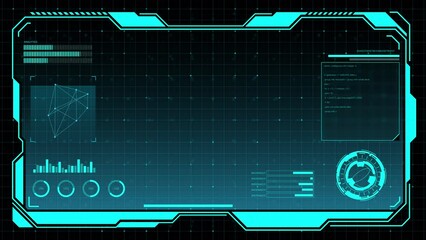 Digital HUD futuristic background motion graphic element cyber generated. Future technology interface data sci-fi display screen. Artificial intelligent analytic simulation, loop able video background