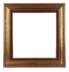 Old antique gold frame isolated on white