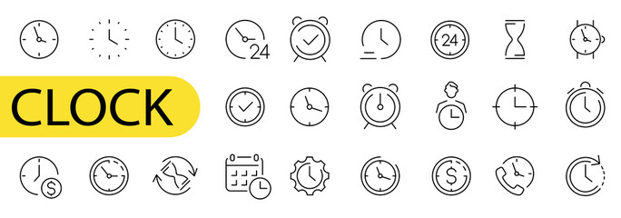 Wall Mural - vector time and clock icons set.clocks icon collection design. horizontal set of analog clock icon s