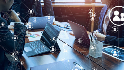 Poster - Human network concept. Human resources. Communication network.