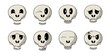 © Nat - Funny cute skulls for the holiday, horizontal vector cartoon