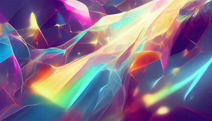 Abstract colorful background, vibrant, holographic, 3D rendering for wallpaper, flyer, banner, wall deco, print