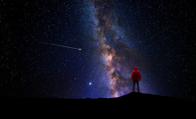 Wall Mural - man in front of the universe