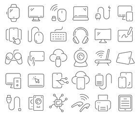 Poster - Computer technology line icons collection. Thin outline icons pack. Vector illustration eps10