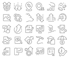 Aufkleber - Stock quote line icons collection. Thin outline icons pack. Vector illustration eps10