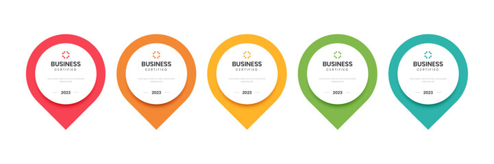 Wall Mural - badge certified with modern target location shape. business certification emblem design template. bu