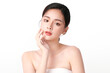 © kitthanes  - Beautiful young asian woman with clean fresh skin on white background, Face care, Facial treatment, Cosmetology, beauty and spa, Asian women portrait.