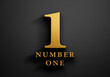 Golden shiny number one with text on dark background