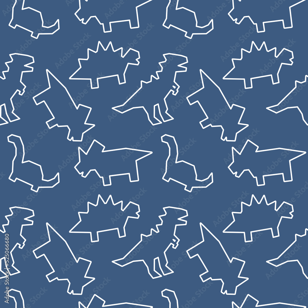 Hand Drawing Cute cartoon dinosaur seamless vector illustration pattern ...
