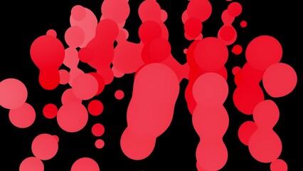 Wall Mural - 3D animation of Abstract smooth liquid shape.4k seamless loop 3D animation. Smooth animation of bubbles, metaball with inner glow. alpha matte isolated on black background. erythrocytes,red blood cell