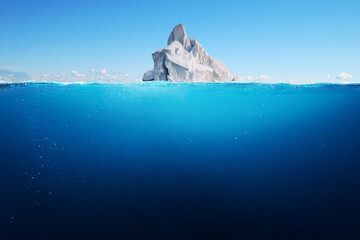 Wall Mural - beautiful white iceberg floats in the ocean with clear depth and views underwater. melting glaciers,