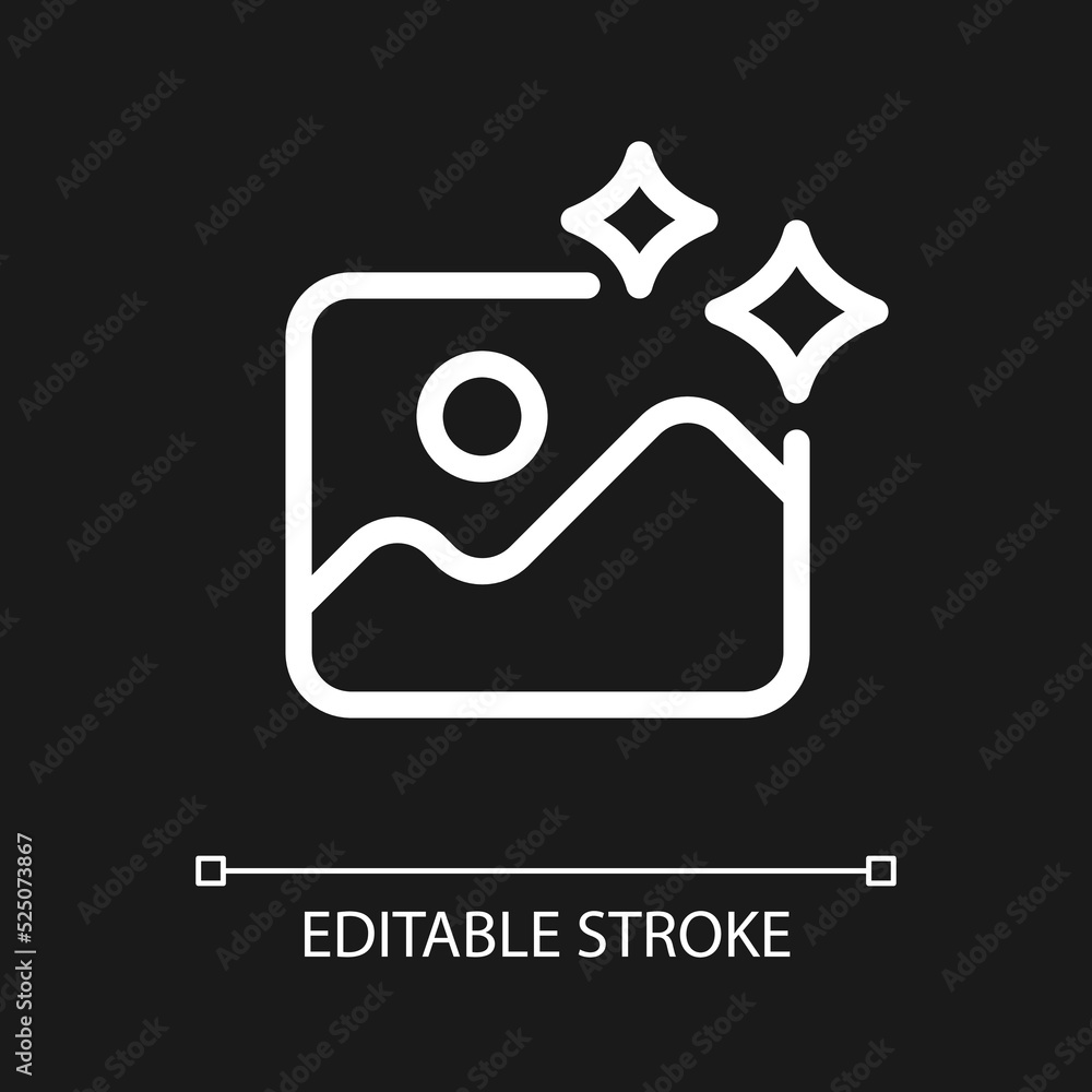 Photo editing pixel perfect white linear ui icon for dark theme. Visual ...