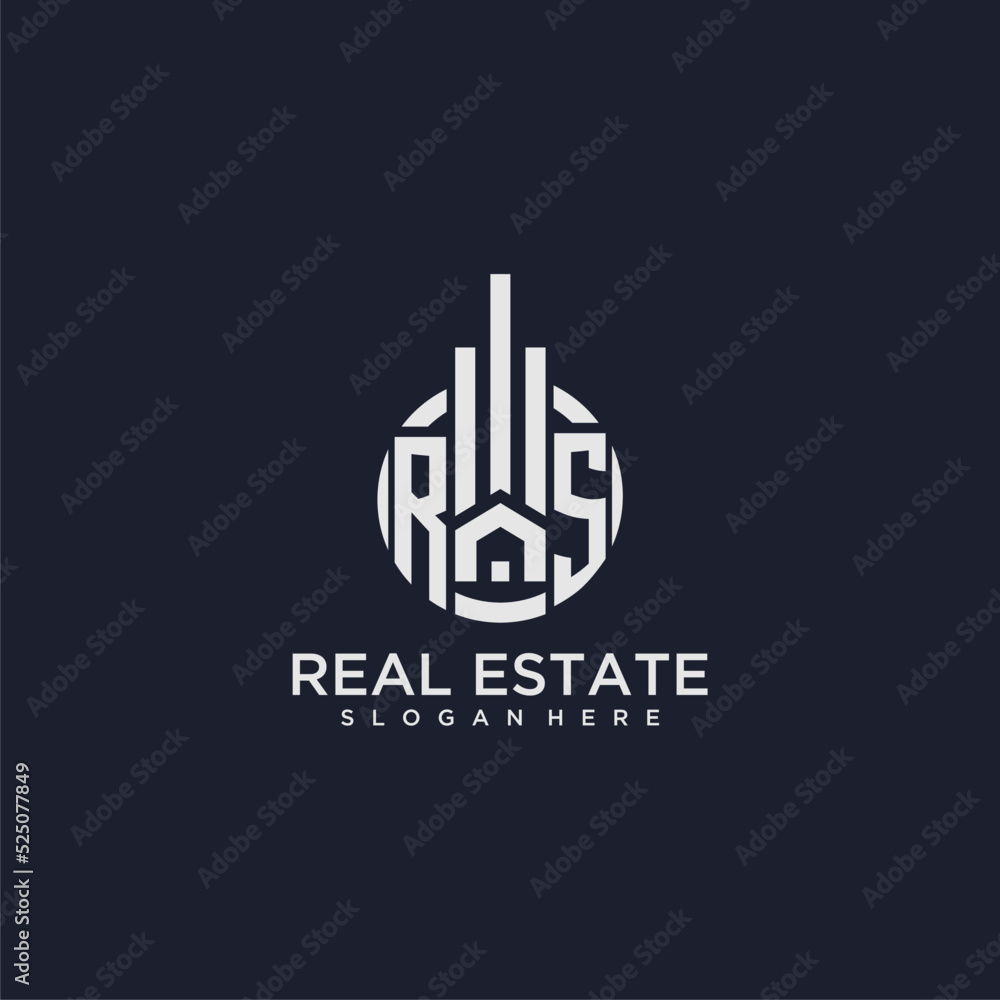 RS initial monogram logo for real estate with creative circle design ...