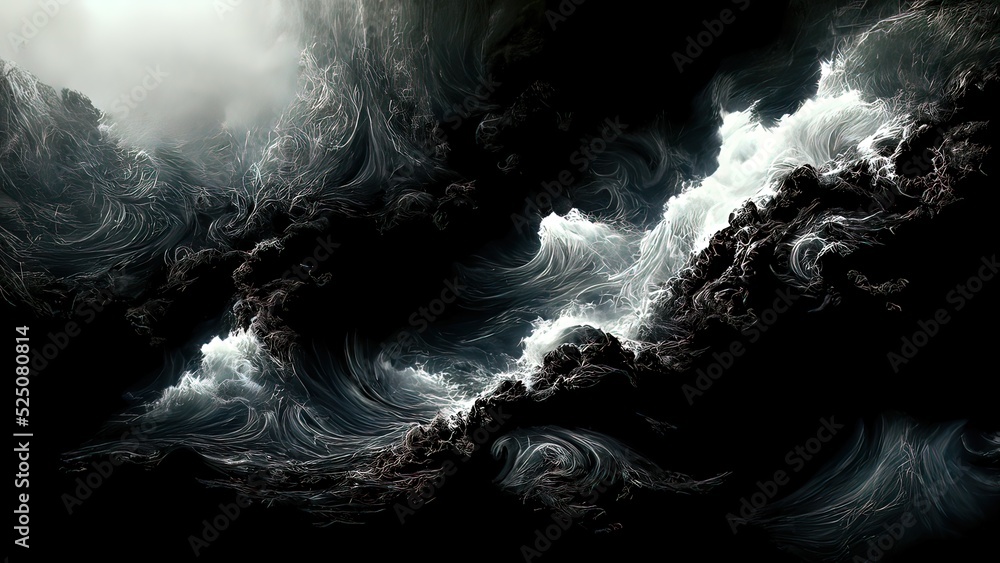 Black and white dramatic water wallpaper. 4k epic waves background