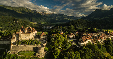 Wall Mural - The medieval village of Gruyeres, Switzerland