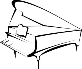 Sticker - Pianoforte or grand piano isolated icon