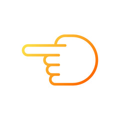 Poster - Hand pointing aside pixel perfect gradient linear vector icon. Index finger showing direction. Hand gesture. Thin line color symbol. Modern style pictogram. Vector isolated outline drawing