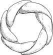 Braided bagel sketch icon isolated bakery product