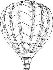 Sticker - Hot air balloon isolated monochrome sketch