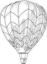 Air Balloon With Basket Isolated Retro Transport