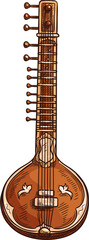 Wall Mural - Musical instrument indian sitar icon