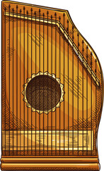 Sticker - Zither musical instrument isolated icon