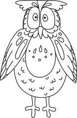 Sticker - Owl tired or scared bird isolated outline owlet