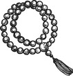 Prayer mala beads, Buddhism religion symbol sketch