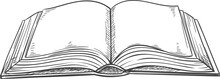 Blank Pages Of Book In Hardcover Isolated Textbook. Vector Open Encyclopedia Or Dictionary