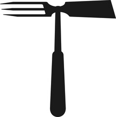 Sticker - Small garden fork and hoe isolated cultivator icon