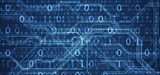 Abstract background on technological and scientific topics. Various techno details with using digital code. Vector format.