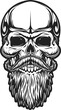 Bearded hipster skull isolated barbershop emblem