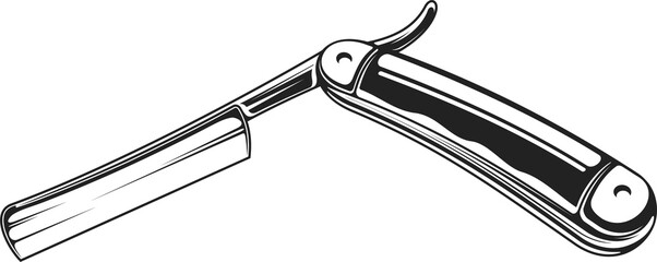 Sticker - Shaving knife icon, open cut-throat straight razor