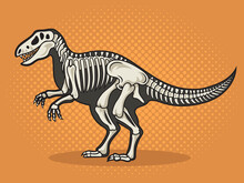 Dinosaur Tyrannosaur Skeleton Pop Art Retro Raster Illustration. Comic Book Style Imitation.