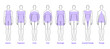 © Vectoressa - Set of Men body shape types: triangle, column, trapezium, circle, oval, square, inverted. Male Vector outline sketch isolated illustration silhouette 9 head size Gentlemen figure front view boy