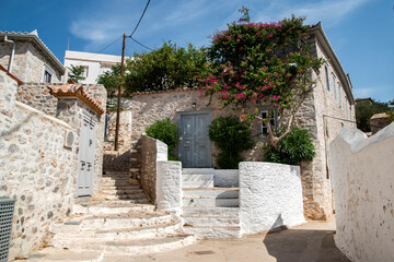 Street in small mediterranean town in sunny summer day