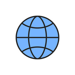 Wall Mural - internet planet thin line icon. colourful linear symbol. vector illustration.