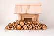 heating of a private wooden house with firewood in the cold season in winter and autumn