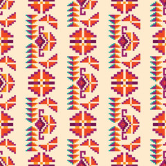 Wall Mural - Colorful tribal  boho mexican geometrical  print. Abstract seamless  aztec, mayan, navajo, latino pattern  Ethnic hipster background  indian, american, asian texture. Vector illustration 