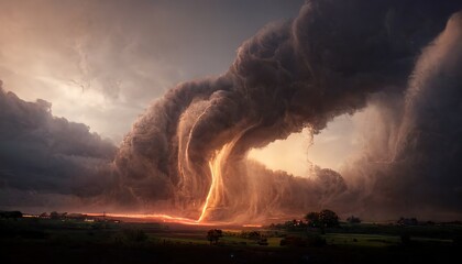 Wall Mural - Desert sandstorm, brown dusty cloud or dry sand flying with gust of wind. 3d render