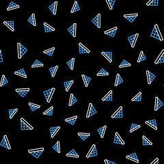 Sticker - Line Louvre glass pyramid icon isolated seamless pattern on black background. Louvre museum. Vector