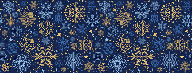 Wall Mural - blue christmas card with white snowflakes vector illustration eps10