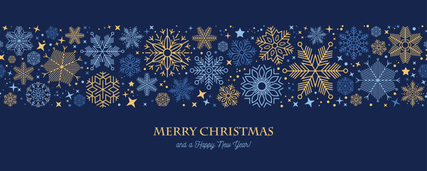 Wall Mural - blue christmas card with white snowflakes vector illustration eps10