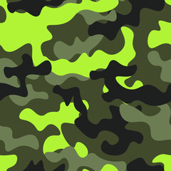 Poster - Texture military camouflage seamless pattern. Abstract army and hunting disguise camouflage endless background ornament. Vector illustration.