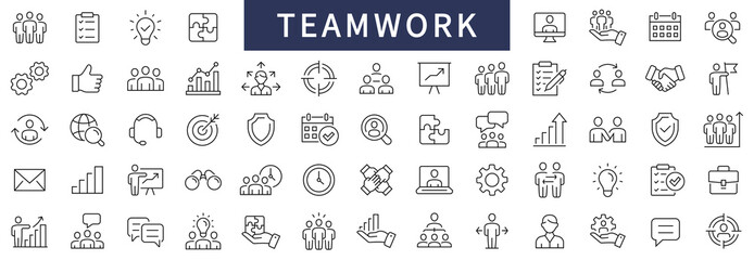 Wall Mural - teamwork and business people icons set. teamwork thin line icon. business icons. vector illustration