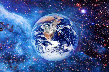 Wall Mural - landscape of planet, earth and milky way view from space. (elements of this image furnished by nasa)