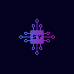 Initial SY Technology Logo Vector Art  Icons  and Graphics