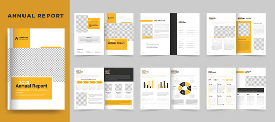 Wall Mural - Business annual report brochure template or corporate brochure layout design and company profile, booklet, infographic, business proposal, presentation, magazine, flyer