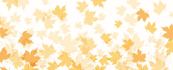 Wall Mural - abstract background with autumn falling leaves.thanksgiving and harvest.vector horizontal banner wit